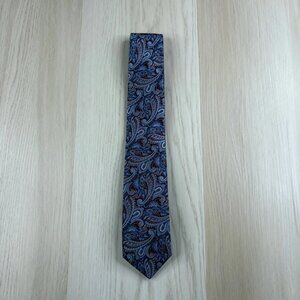 Hogo Boss Mens Purple & White Paisley Print Silk Office Wear Tie 60x3 Inches